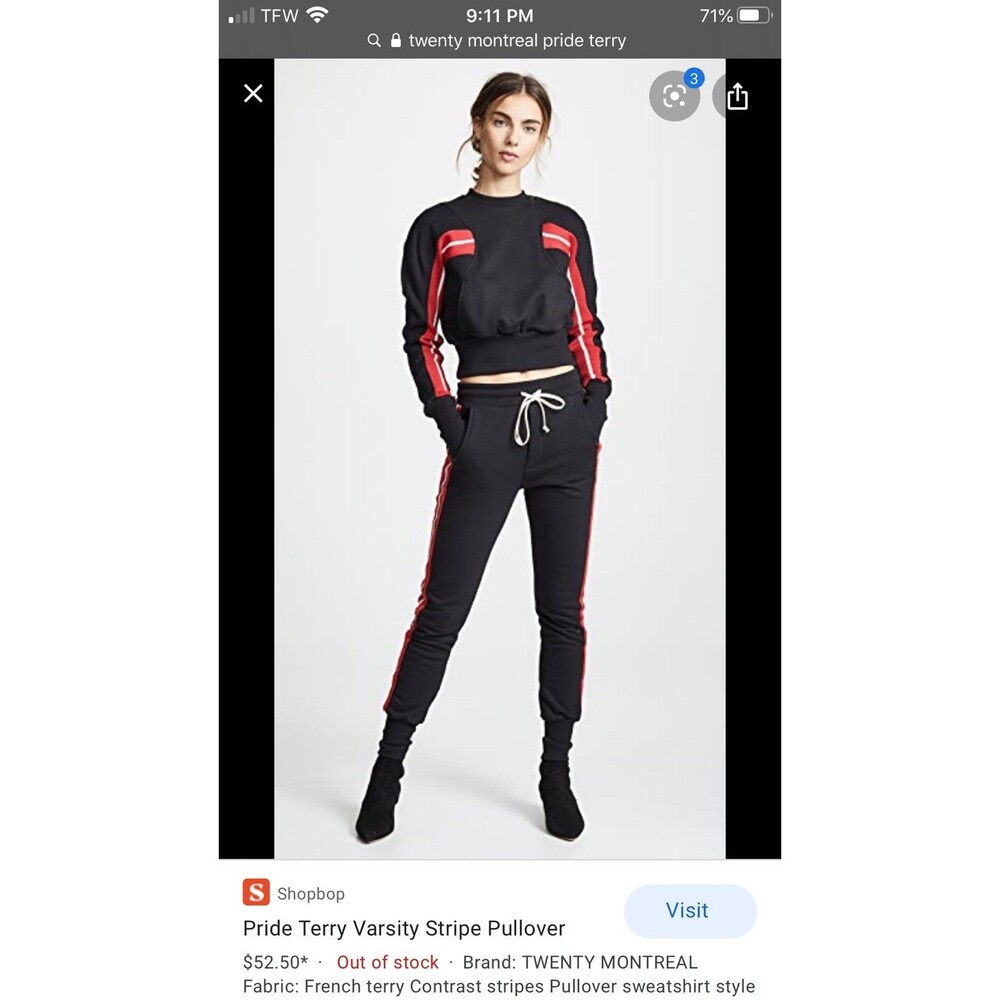 twenty montreal Women Pride Terry S Pants/joggers Retail $160